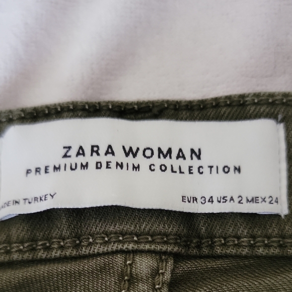 Zara Olive Green Denim Pants - Picture 4 of 7